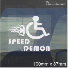Funny Joke-Speed Demon-WINDOW-Disabled Car,Van Sticker-Disability Mobility Sign Window Sticker for Truck,Vehicle,Self Adhesive Vinyl Sign Handicapped Logo